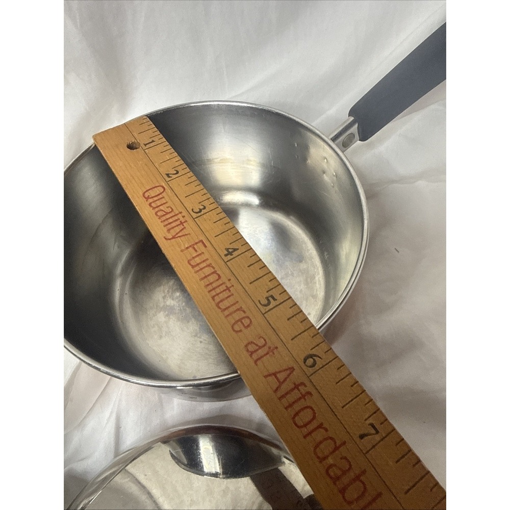 Vintage Revere Ware Sauce Pot Pan 2 Stainless Copper Clad 1 1/2 QT 1QT & Lids - Picture 9 of 13